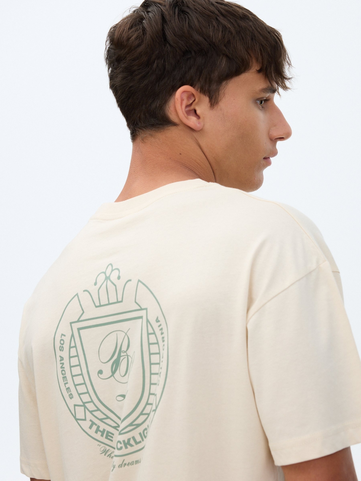 Printed T-shirt bricklight raw detail view