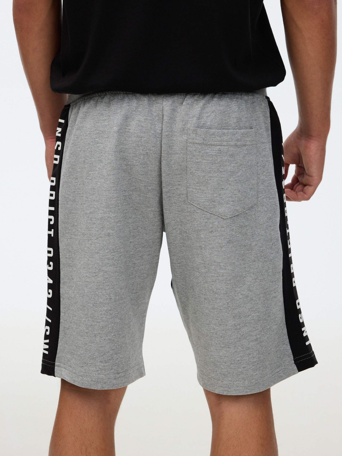 Bermuda jogger with bands melange grey front view