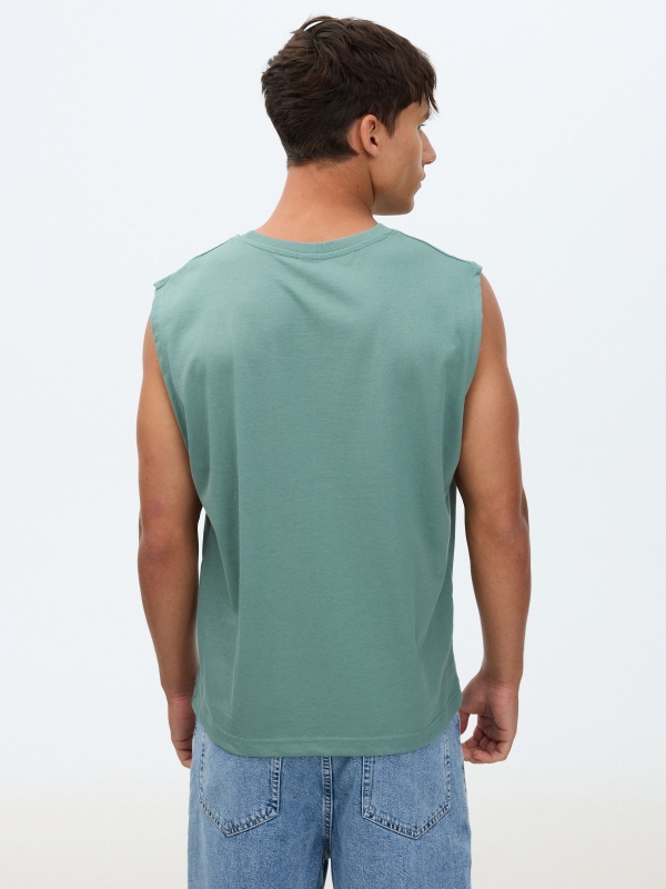 Cotton tank top green middle back view