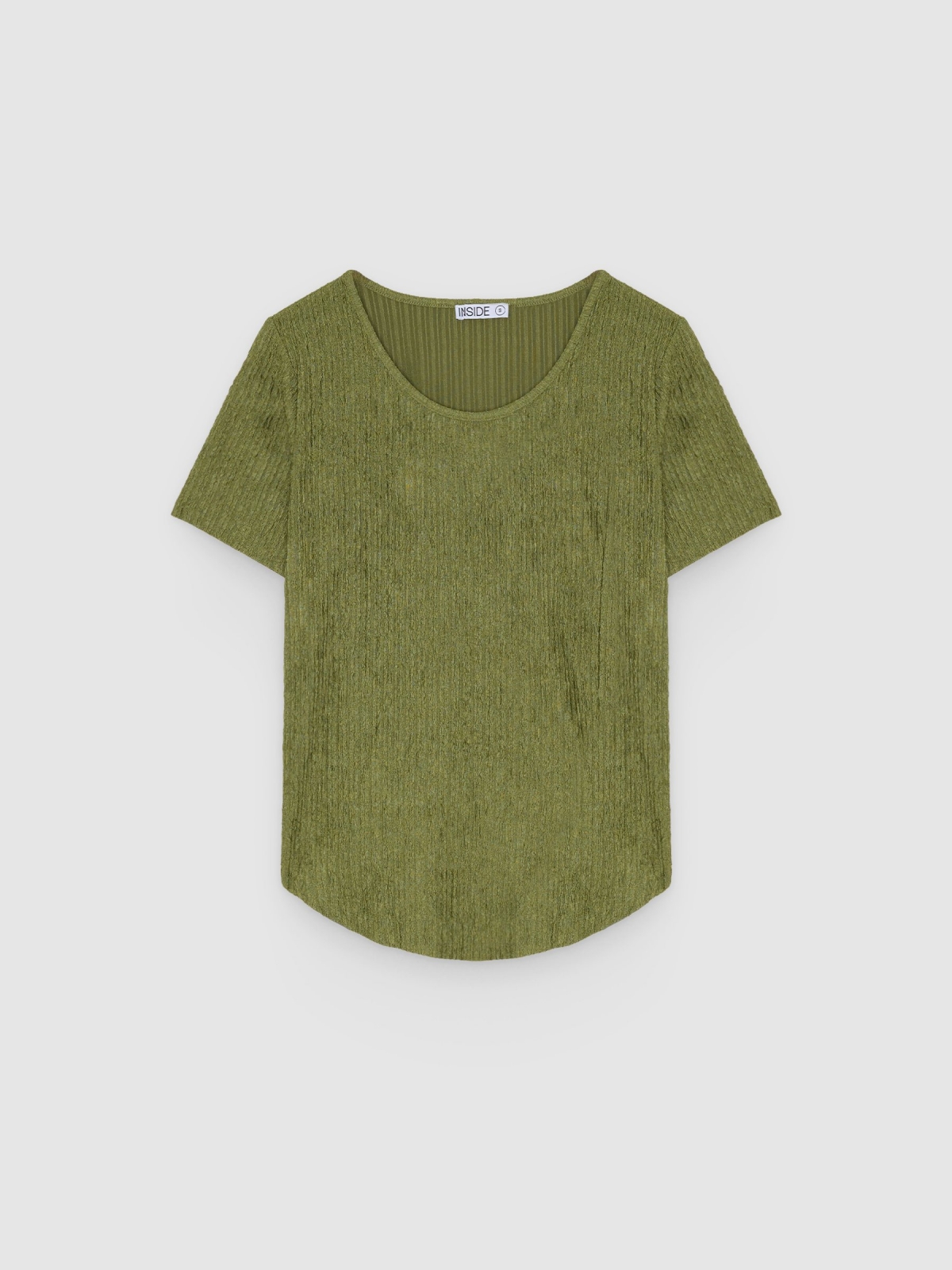 %Pto% Oversized textured T-shirt olive green front view