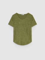 %Pto% Oversized textured T-shirt olive green front view