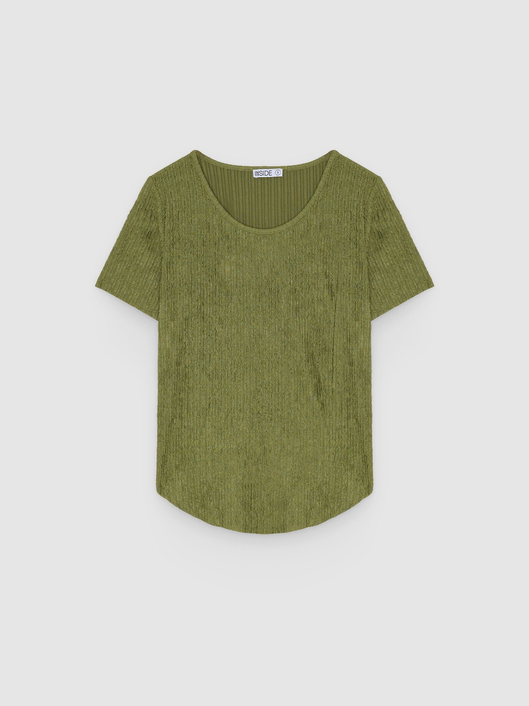  Oversized textured T-shirt olive green front view