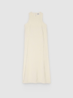 %Pto% Vestido maxi liso con abertura blanco roto vista frontal