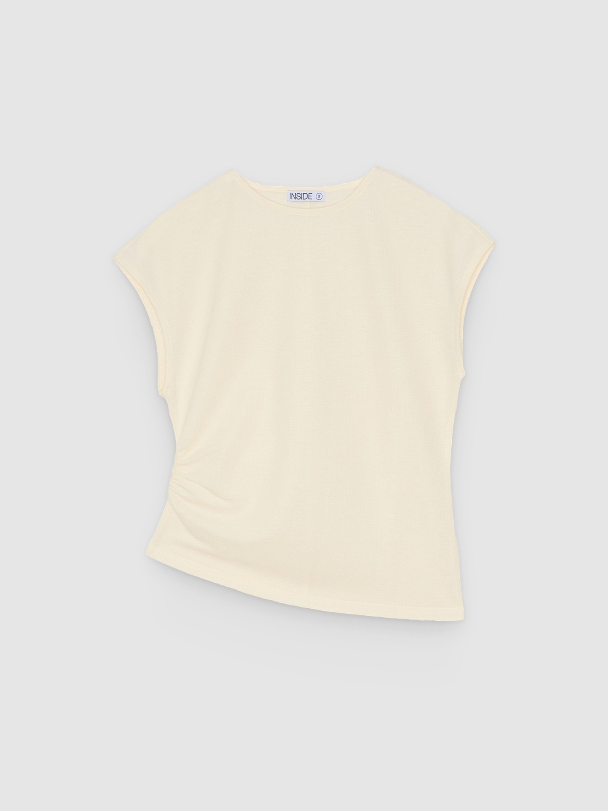 %Pto% Camiseta franzida assimétrica crua vista frontal