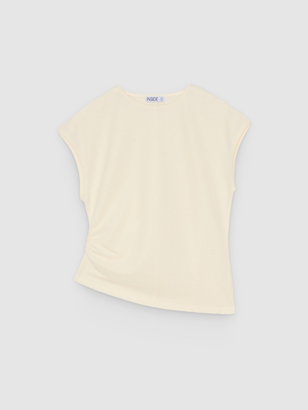  Asymmetrical ruched T-shirt raw front view