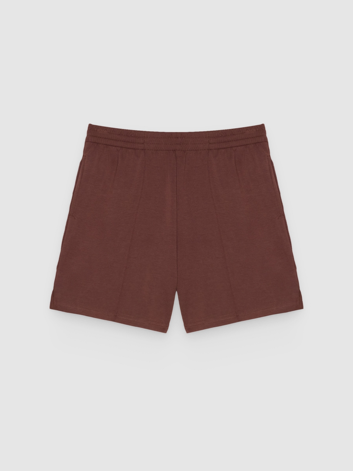 %Pto% Short punto elástico tiro alto chocolate vista frontal