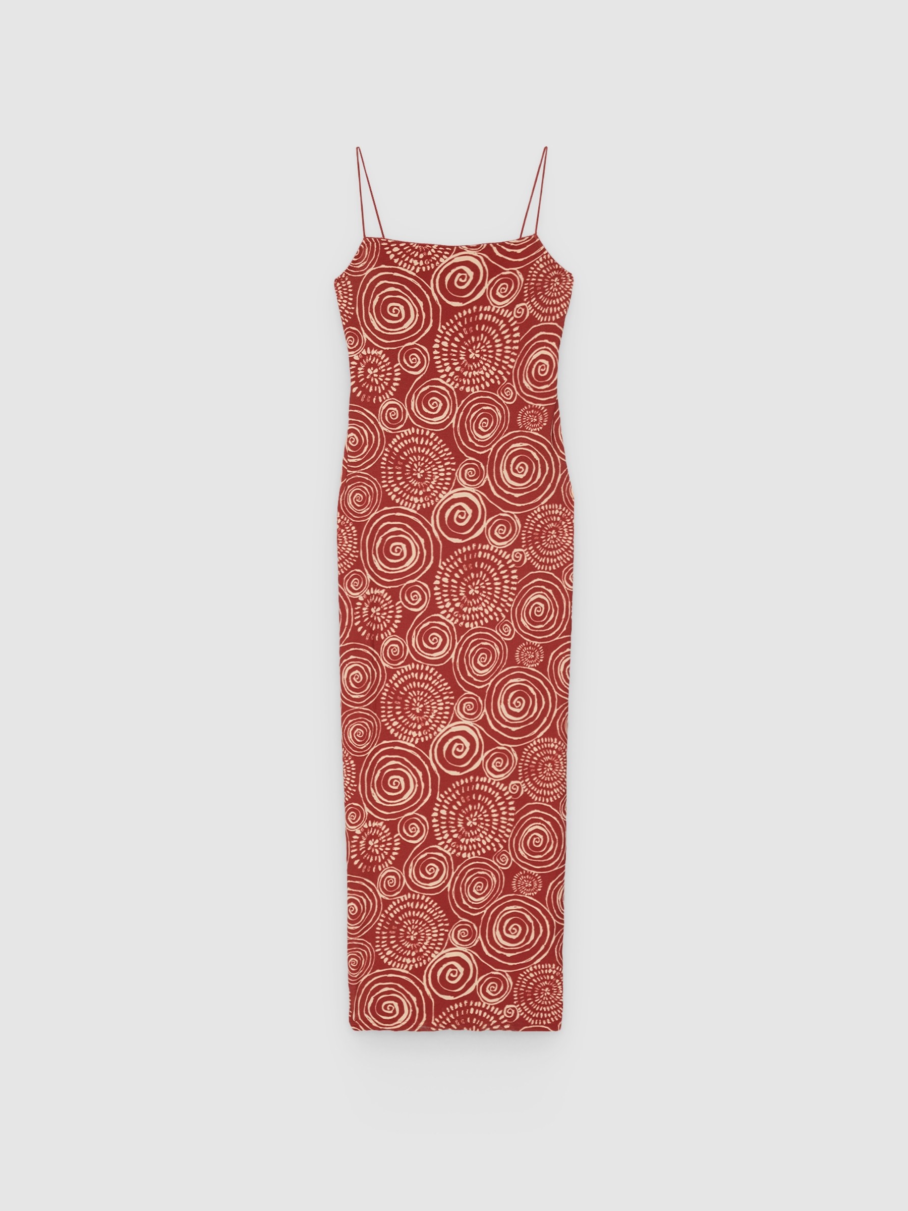  Vestido midi estampado cut out teja vista frontal