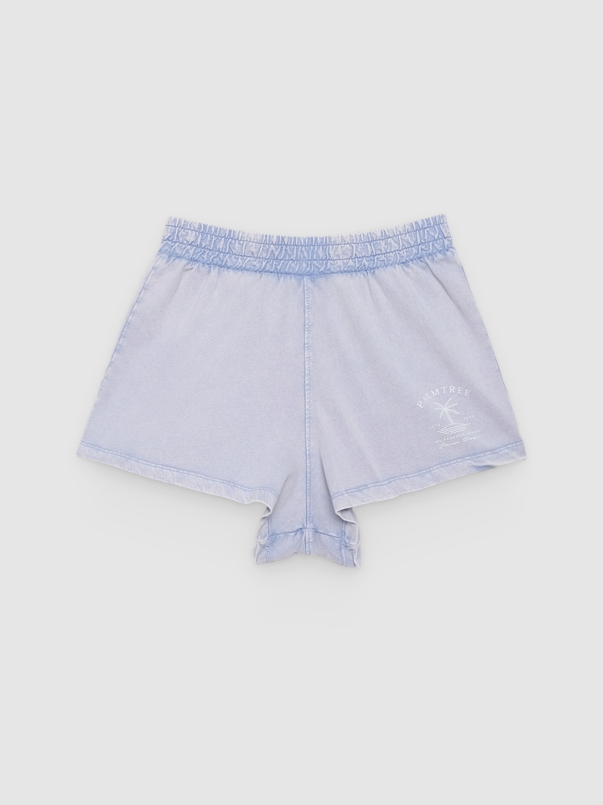 %Pto% Shorts felpa tiro alto azul vista frontal