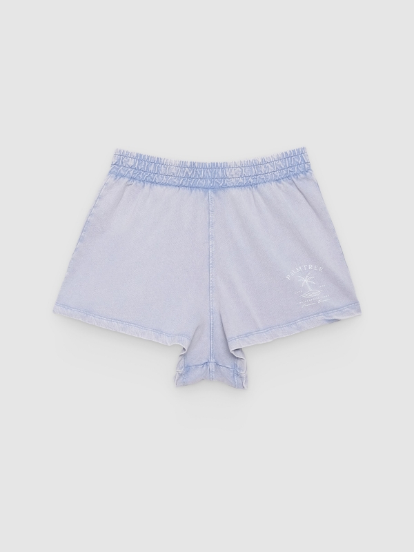 Shorts felpa tiro alto azul vista frontal