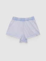 %Pto% High-waisted fleece shorts blue front view