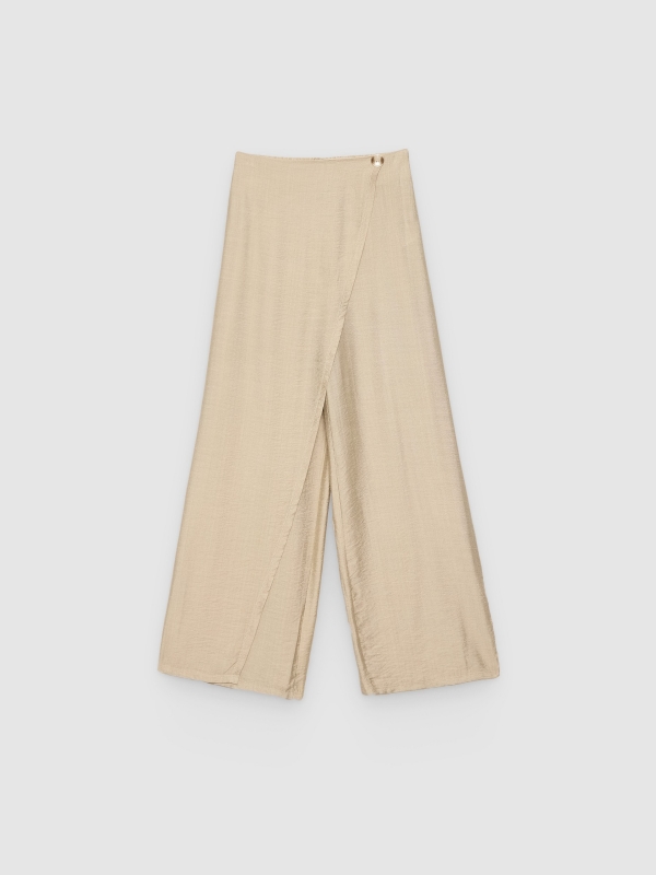 %Pto% Calça pareô fluida areia vista frontal