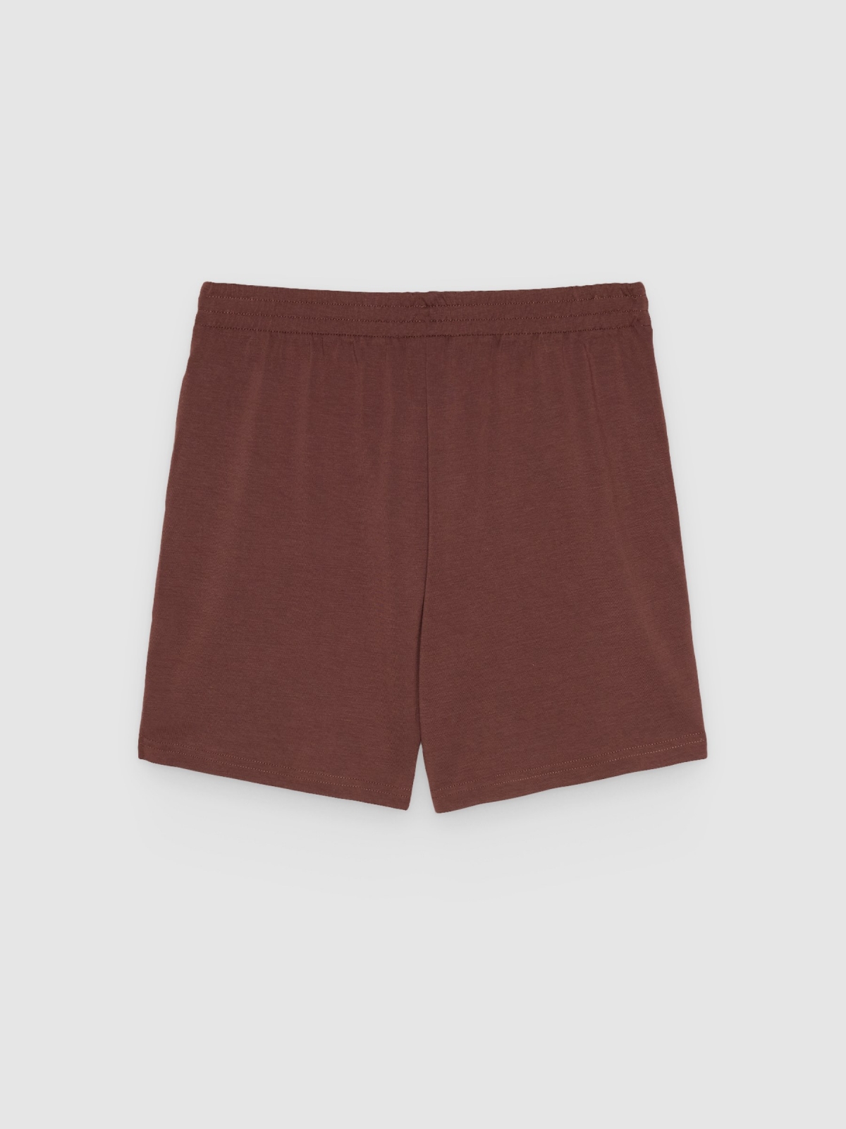 Short punto elástico tiro alto chocolate vista trasera