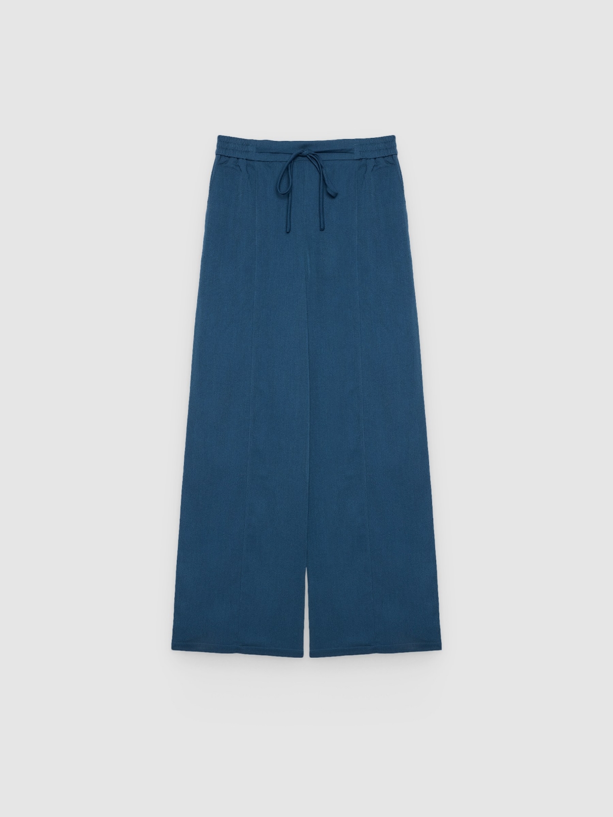%Pto% Pantalón palazzo fluido tiro alto azul vista frontal