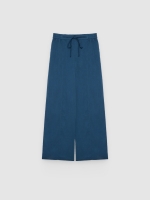 %Pto% Pantalón palazzo fluido tiro alto azul vista frontal