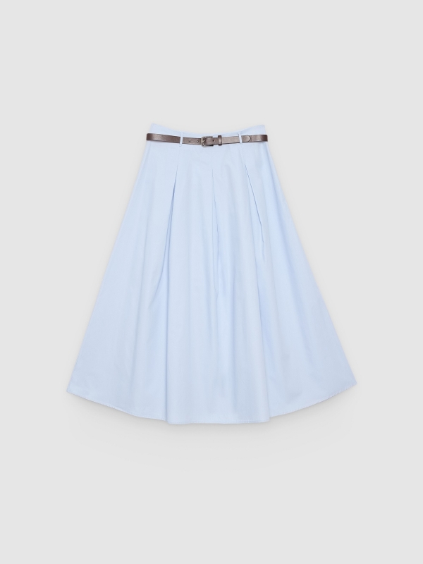  Cotton midi skirt light blue front view