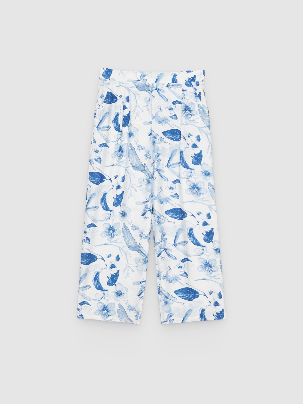 %Pto% Culotte floral de tiro alto blanco vista frontal