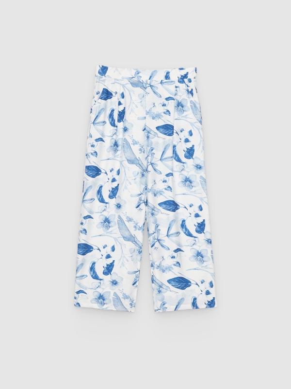  Culotte floral de tiro alto blanco vista frontal