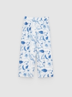 %Pto% Culote floral de cintura alta branco vista frontal