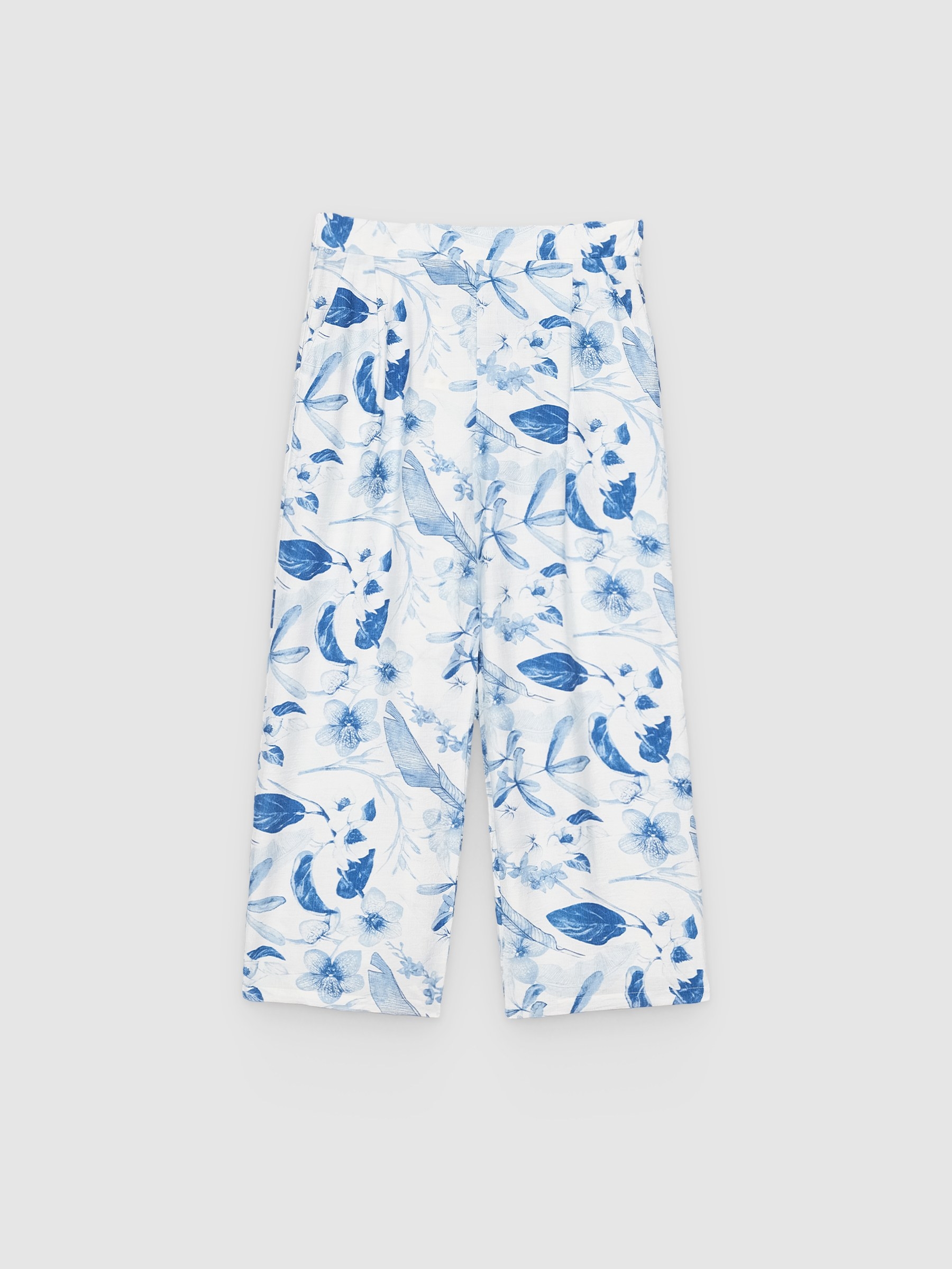 Culotte floral de tiro alto blanco vista general frontal