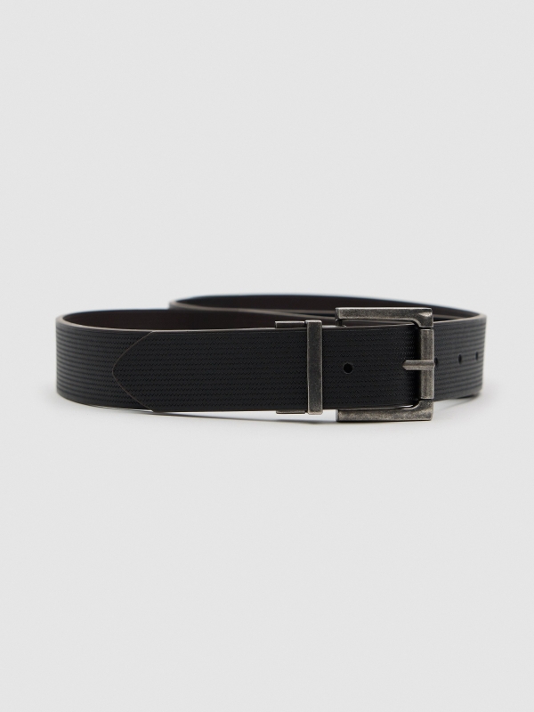 Basic faux leather belt brown detail view