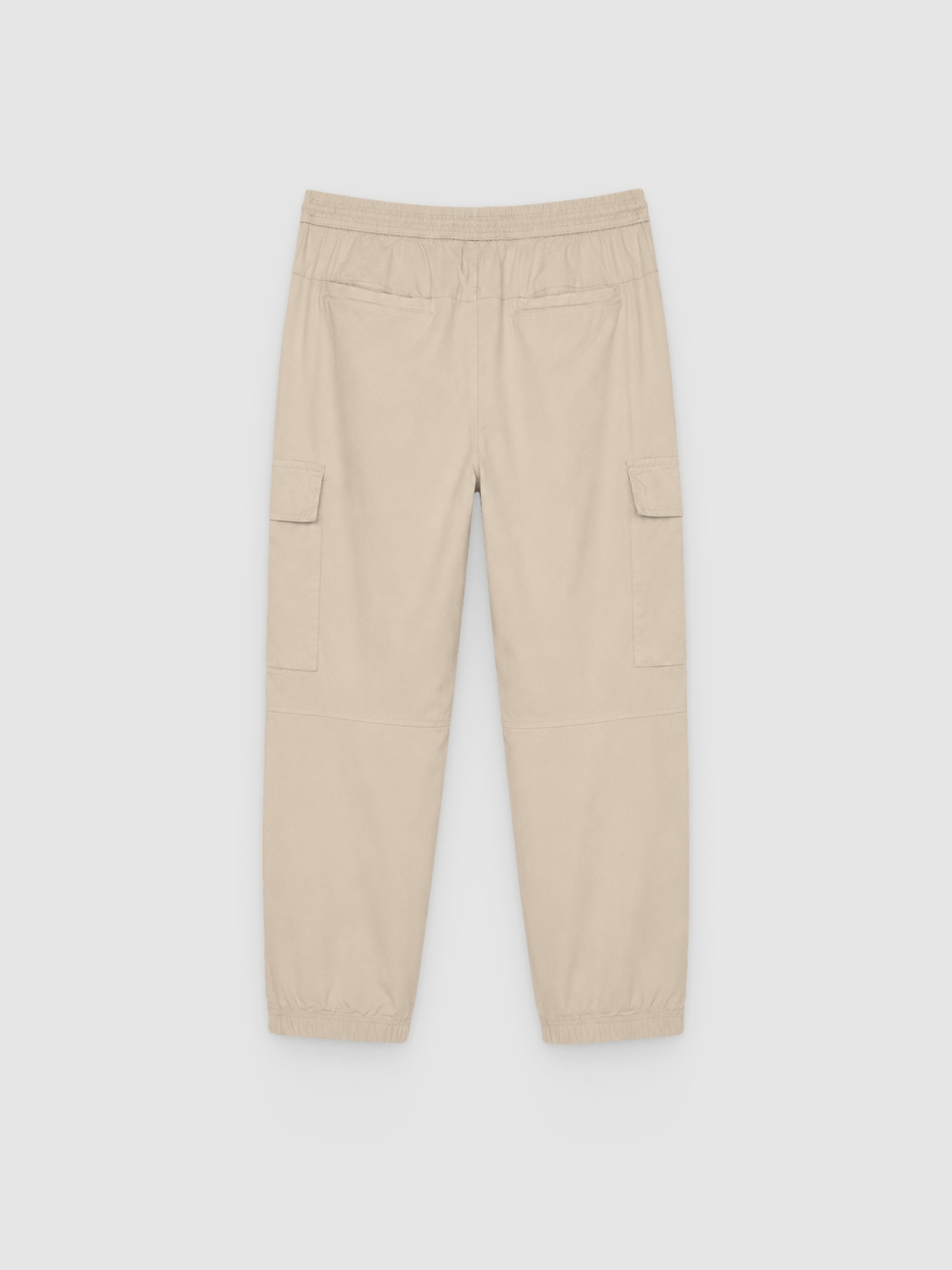 Jogger multibolsos bege vista traseira