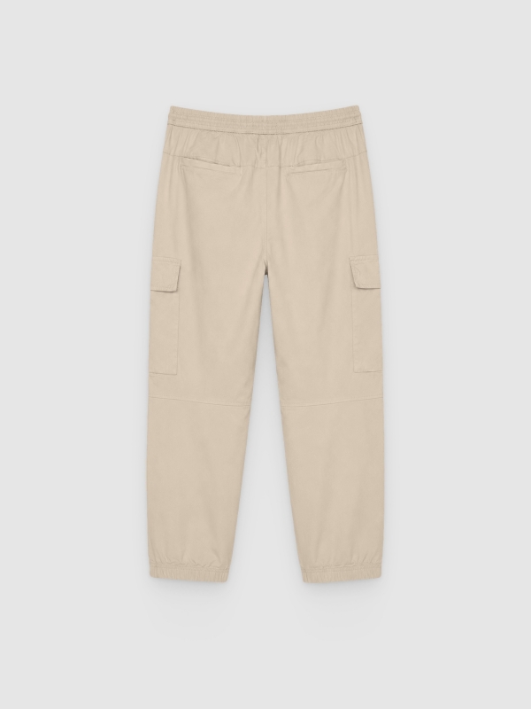 Jogger multibolsos bege vista traseira