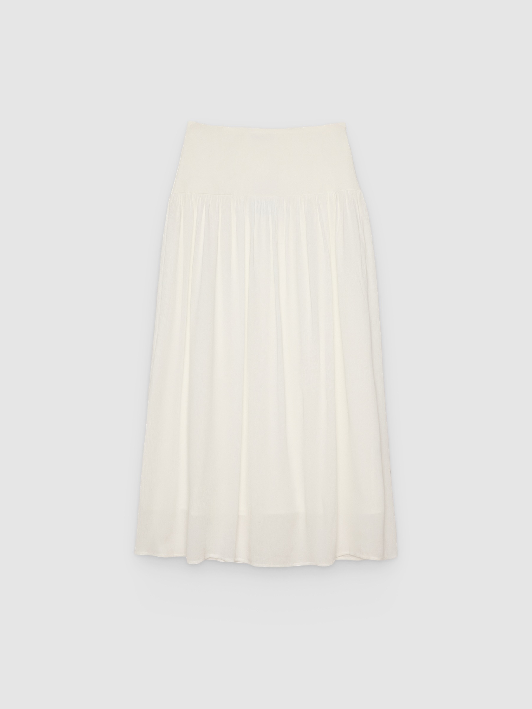 Saia maxi fluida de viscose branco vista meia frontal