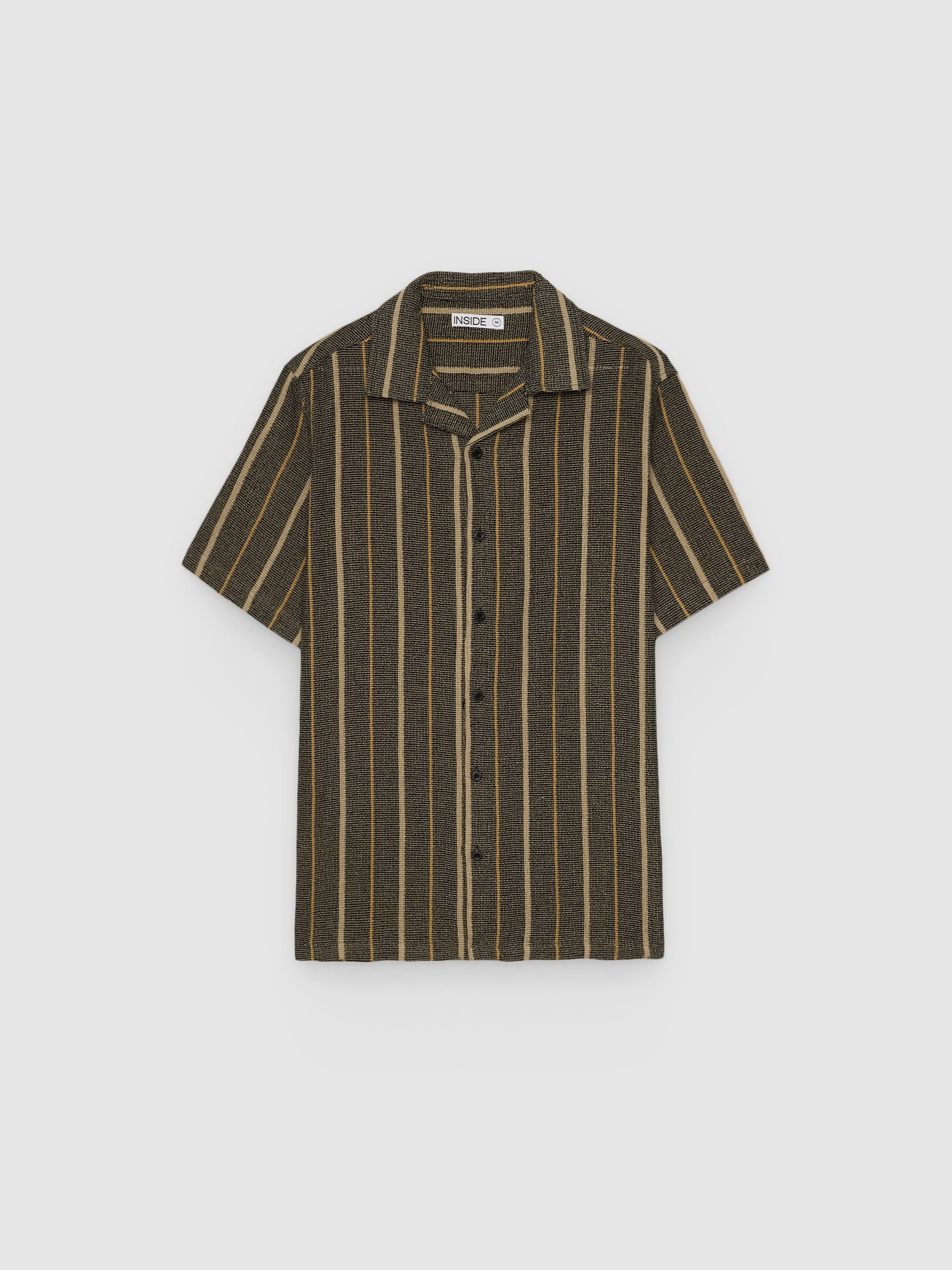 Camisa rayas cuello resort negro vista media frontal