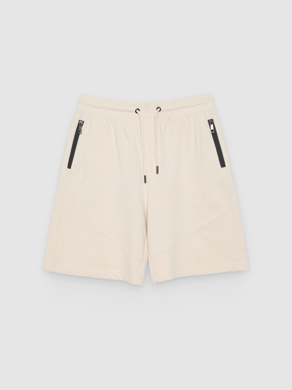  Bermuda jogger de moletom crua vista frontal