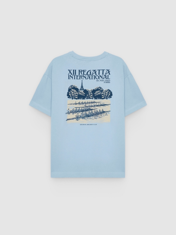 Camiseta con detalle minimal azul claro vista trasera