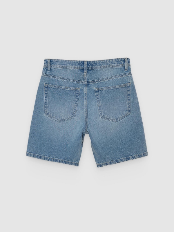 Bermuda jeans regular azul vista traseira