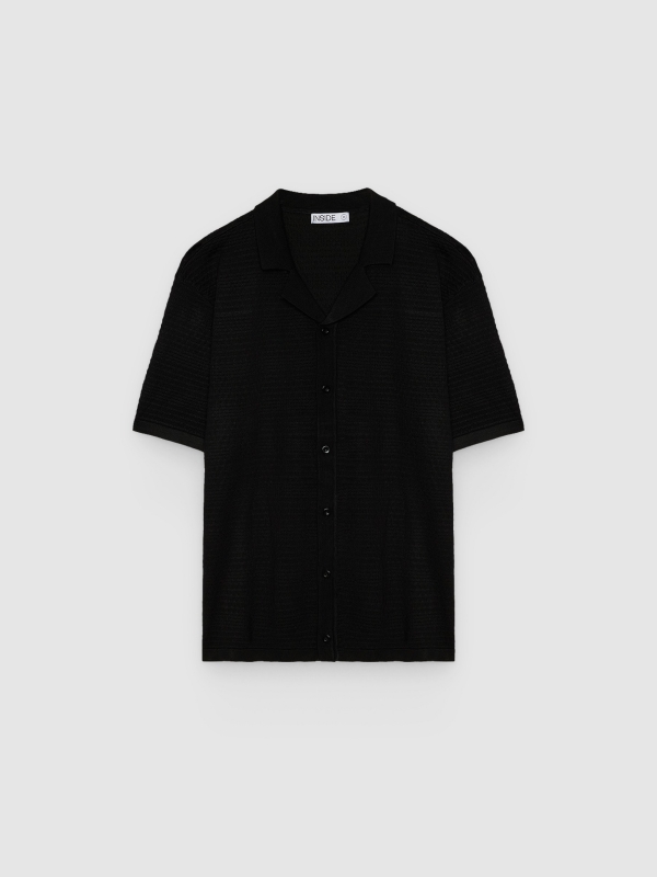  Camisa de malha gola resort preto vista frontal