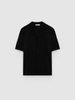 %Pto% Camisa de punto cuello resort negro vista frontal