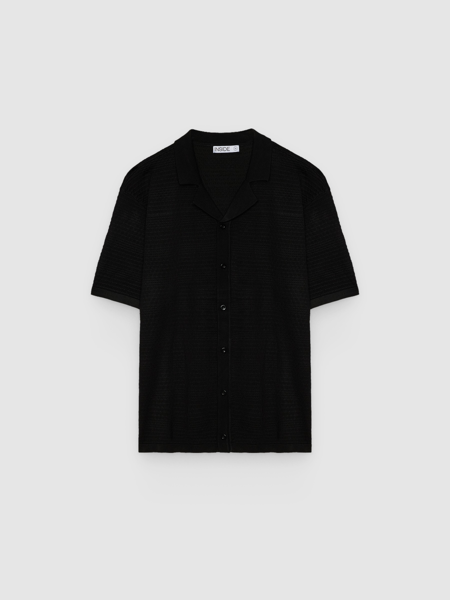 Camisa de malha gola resort preto vista frontal