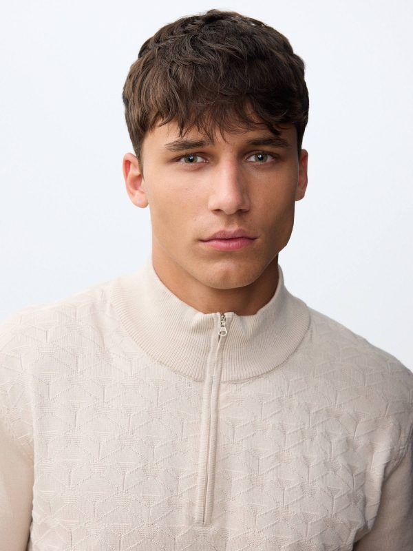 Knit turtleneck T-shirt raw detail view
