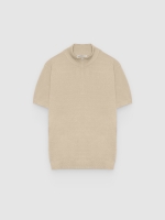 %Pto% camiseta de malha com gola alta crua vista frontal