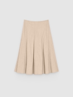 %Pto% Midi flared skirt sand front view