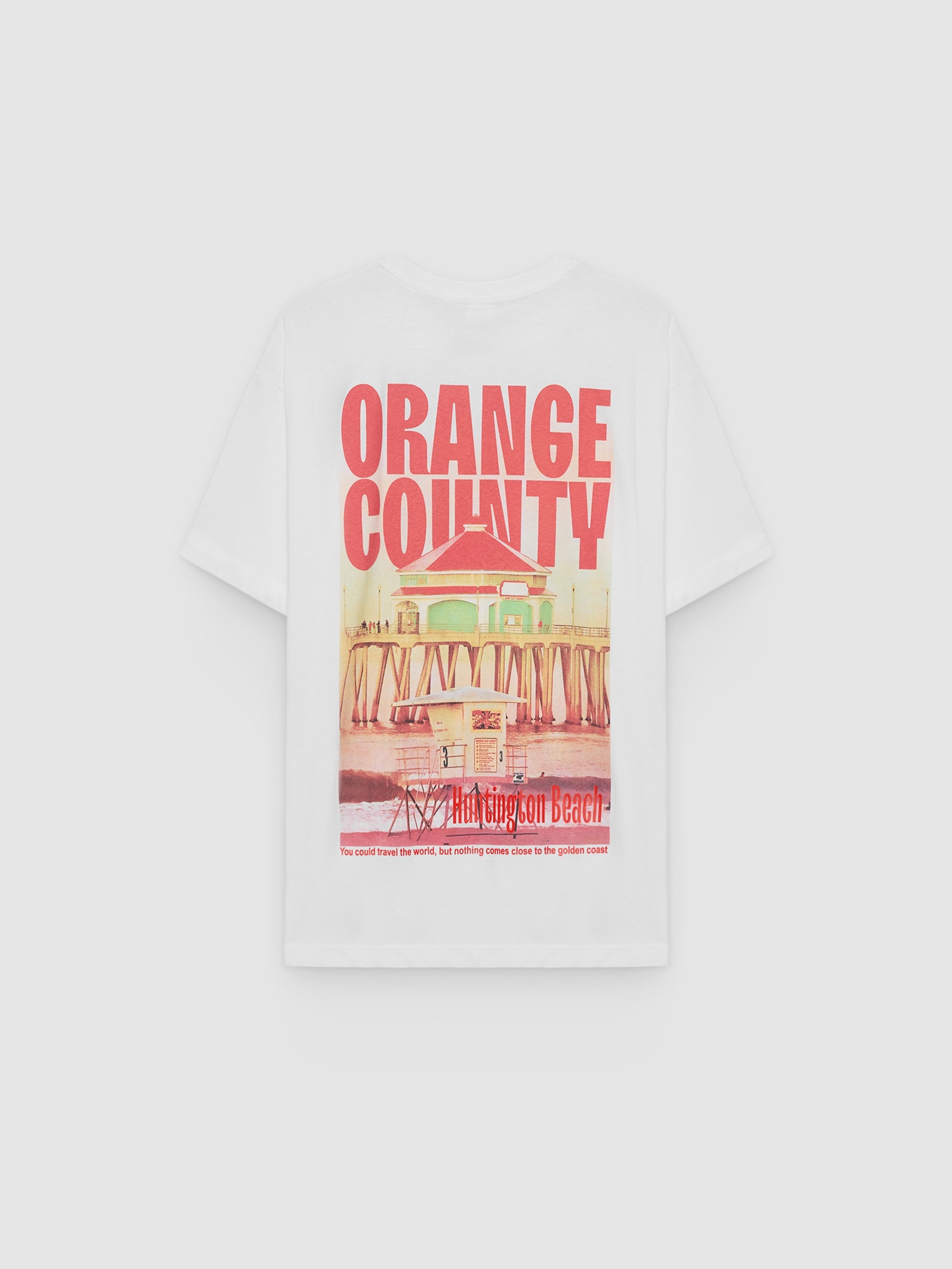 Camiseta oversize Nature branco vista meia frontal
