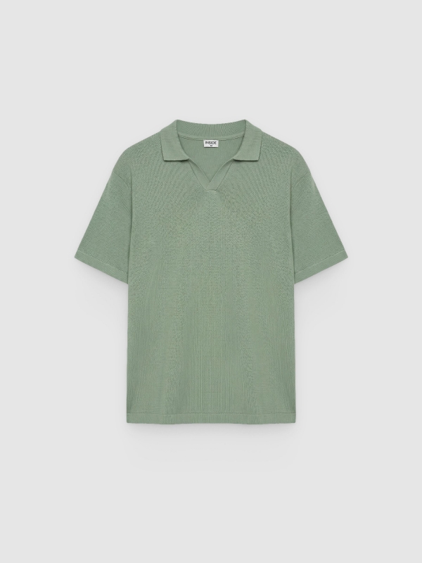  Plain short-sleeved polo shirt green front view