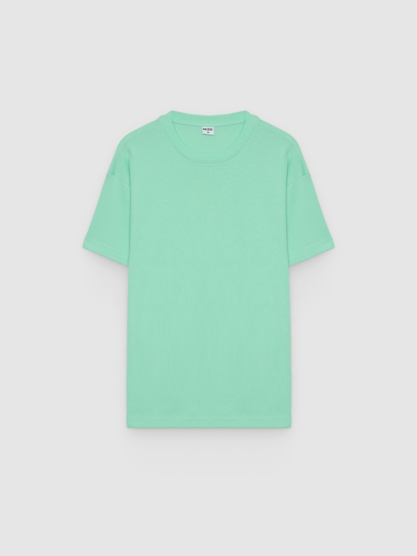  Camiseta básica de gola redonda verde mar vista frontal