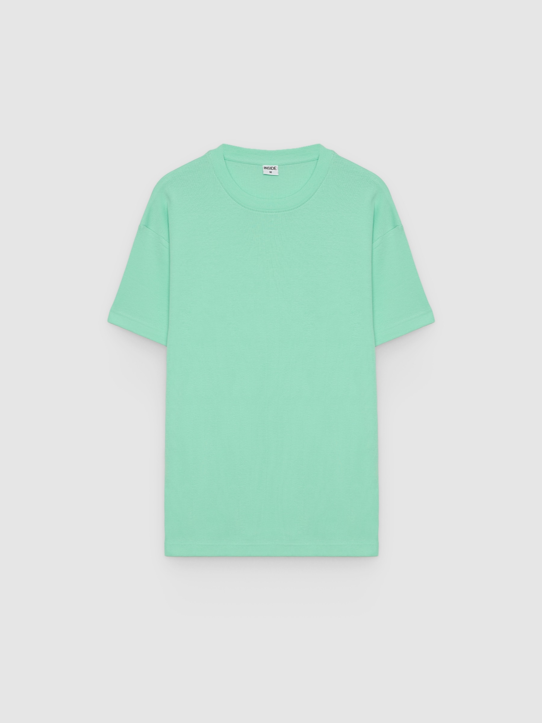 Camiseta básica cuello redondo verde mar vista media frontal