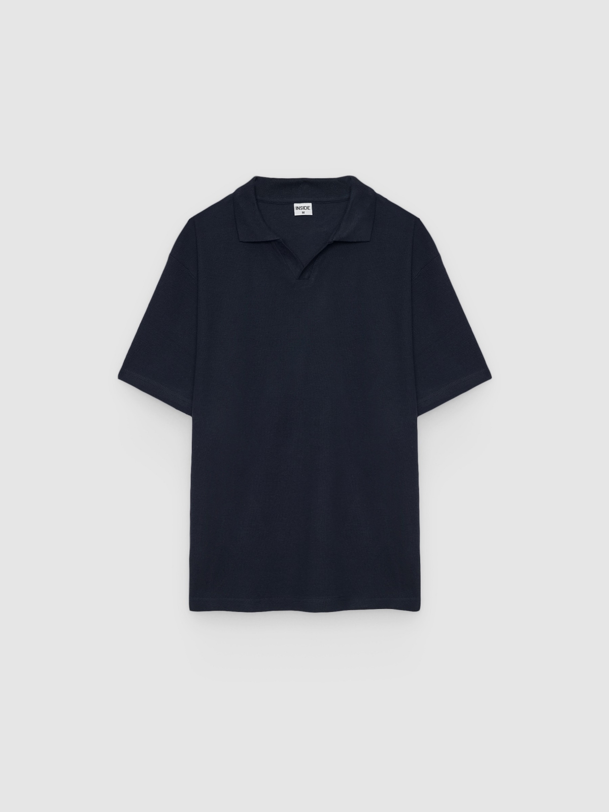 %Pto% Plain short-sleeved polo shirt navy front view