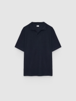 %Pto% Plain short-sleeved polo shirt navy front view