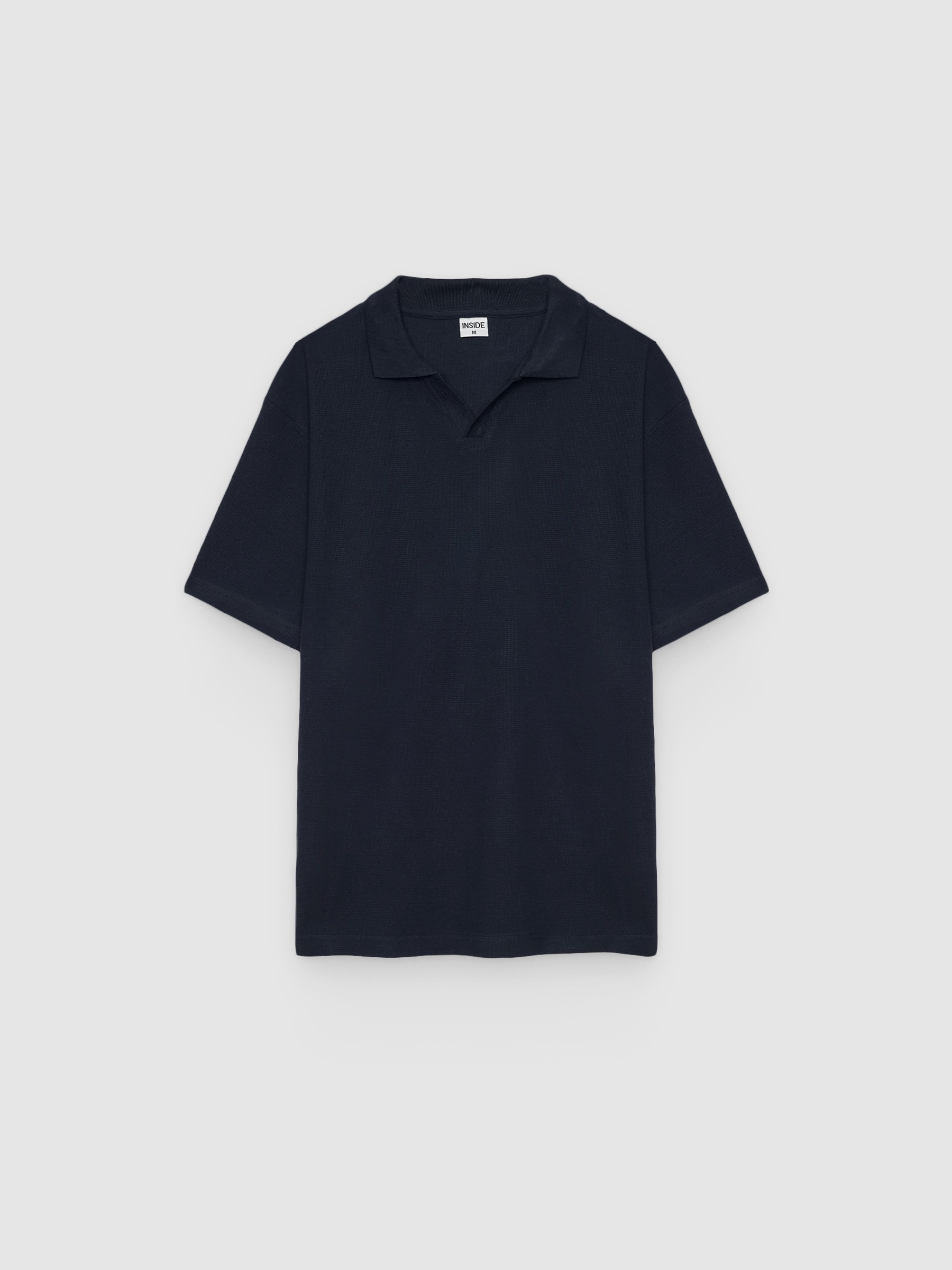 Plain short-sleeved polo shirt navy middle front view