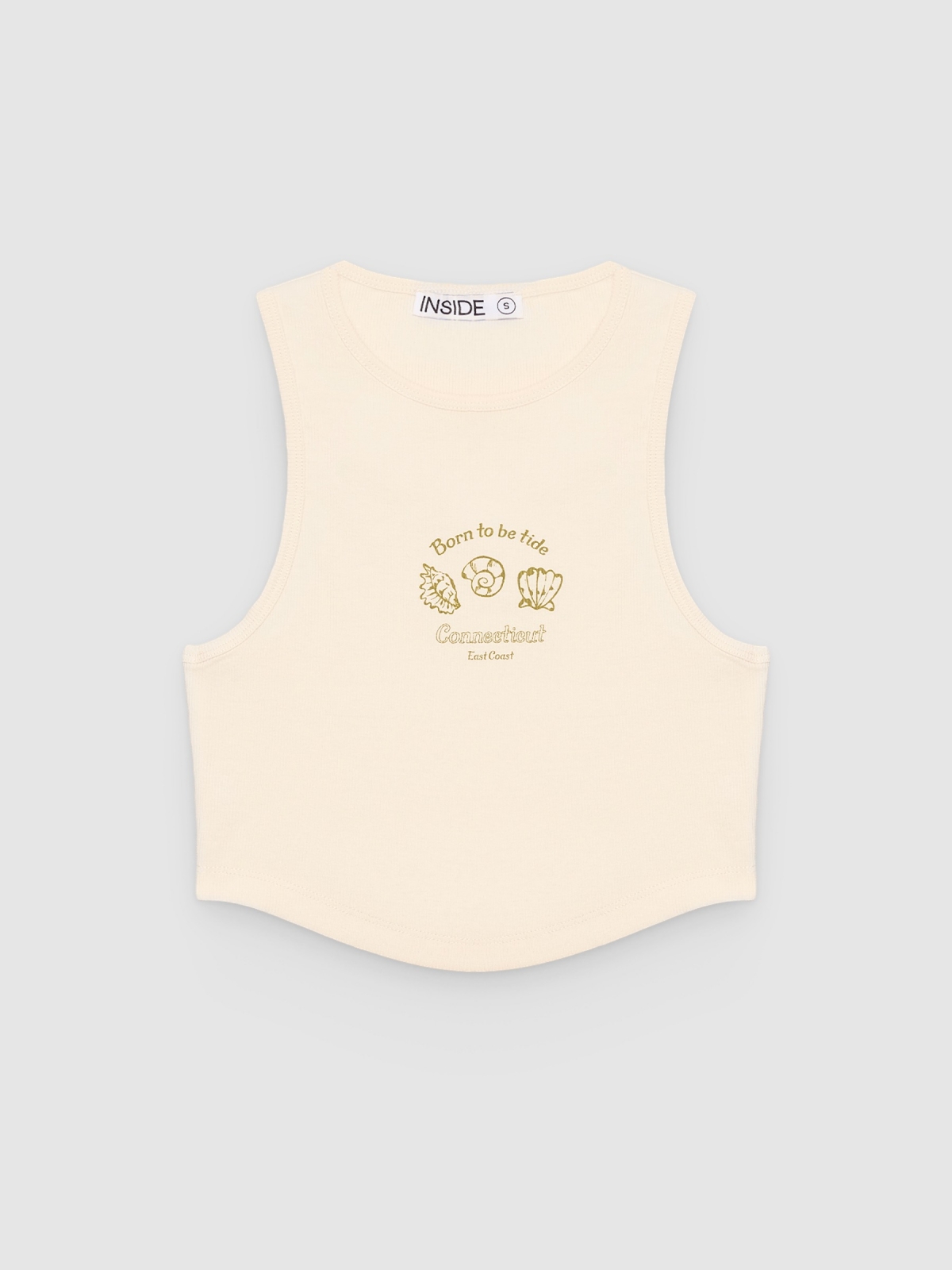 %Pto% Camiseta tank top rib blanco roto vista frontal
