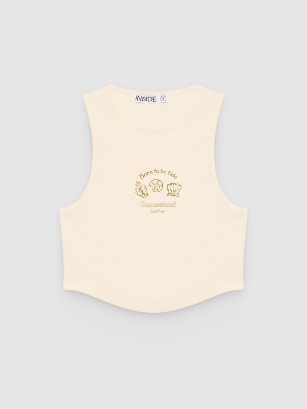  Camiseta tank top rib blanco roto vista frontal