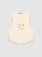 %Pto% Rib tank top shirt off white front view