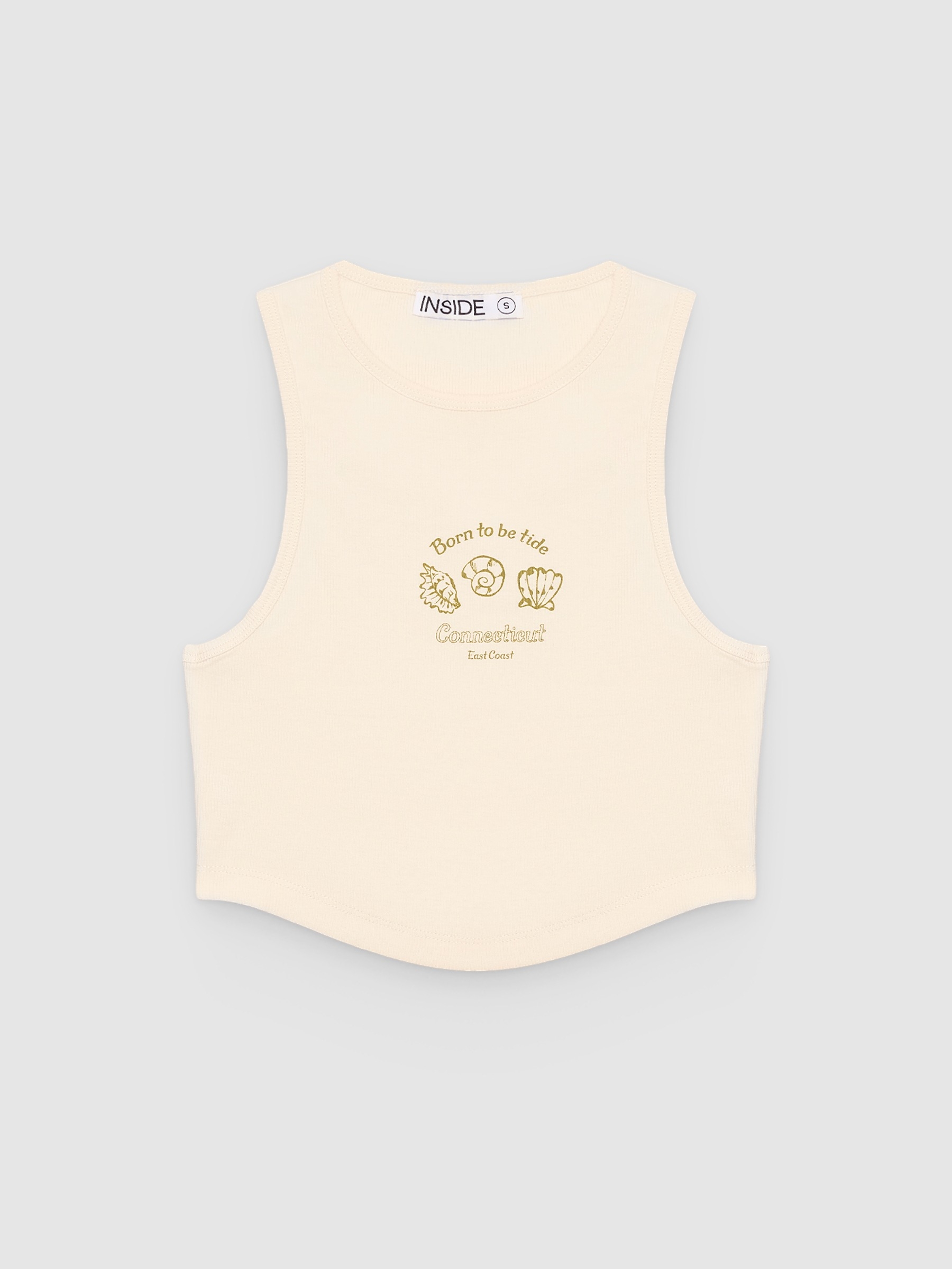 Camiseta tank top rib blanco roto vista media frontal