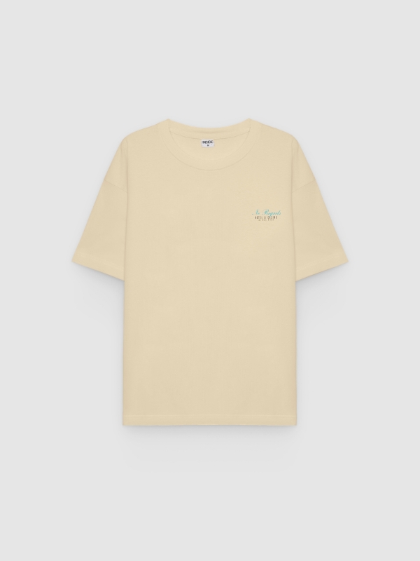  Camiseta texto minimal blanco roto vista frontal