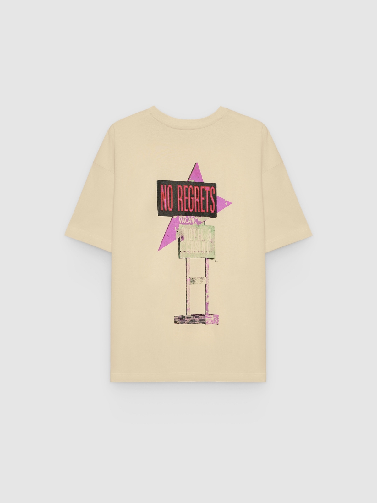 Minimal text t-shirt off white back view